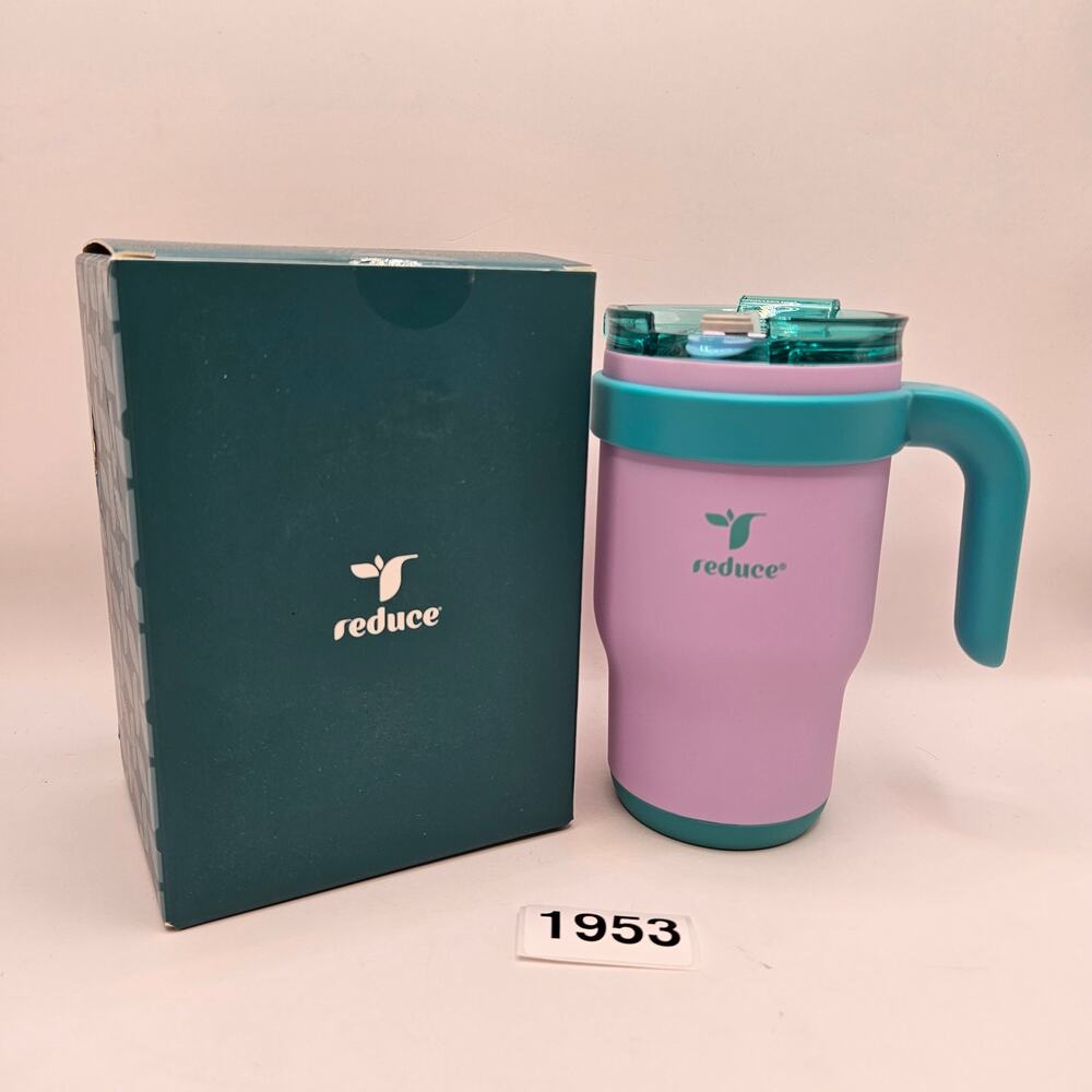 REDUCE 14oz PINK TURQUISE COLDEE VACUUM INSULATED STAINLESS STEEL STRAW TUMBLER